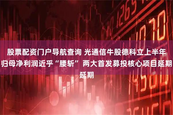 股票配资门户导航查询 光通信牛股德科立上半年归母净利润近乎“腰斩” 两大首发募投核心项目延期